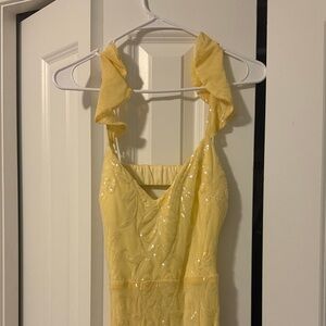 Yellow Sequin Halter Dress